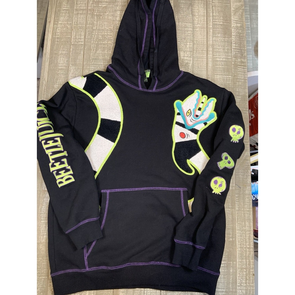 Beetlejuice x Forever 21 Sandworm Chenille Patch Embroidered Hoodie Sz Small Men